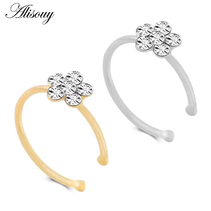 Alisouy – Piercing pour le nez, 1 pièce, anneau de nez, fleur indienne, cerceau, Septum, Clicker, bijoux pour le corps