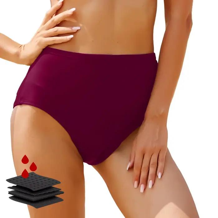 Culotte femme taille haute bas de Bikini maillot de bain taille moyenne maillot de bain slip de bain preuve fuite latérale sous-vêtements menstruels