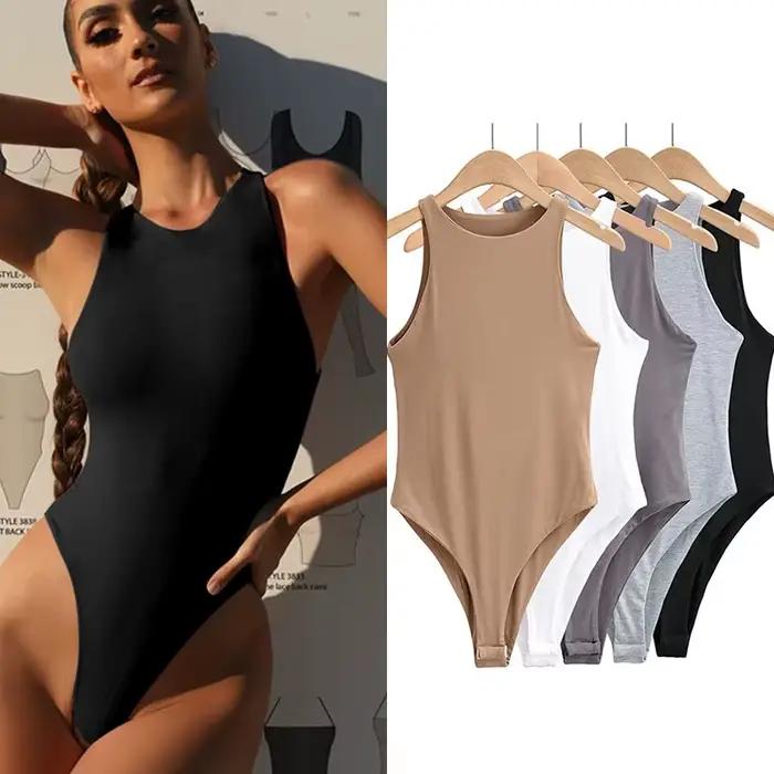Body Sexy sans manches pour femmes, Streetwear, gaine, entrejambe, basique, solide, haut global, Slim, Goth, Ropa, moulant, une pièce