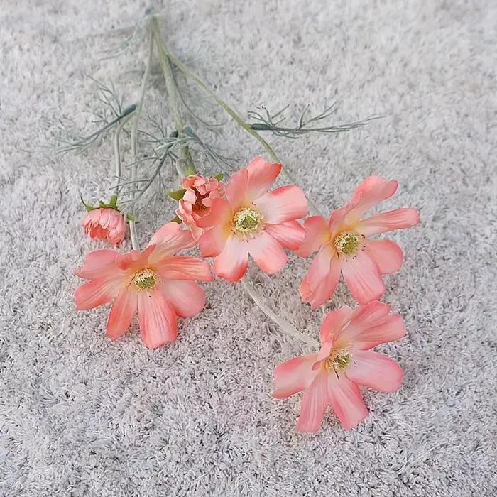 Gesang-Fleurs artificielles pour la décoration intérieure, fleur de cosmos, ornements de salon, 6 têtes