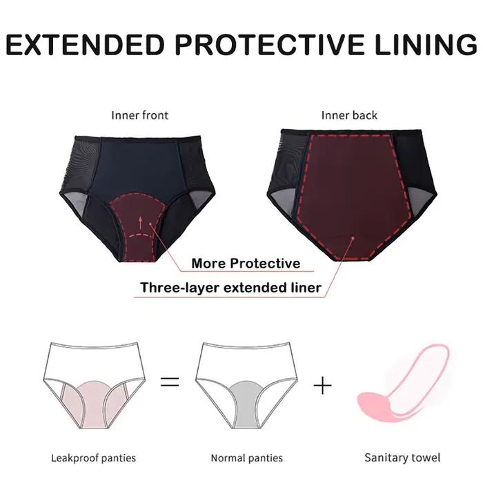 Lot de 2 culottes menstruelles absorbantes, culottes menstruelles pour flux abondant, sous-vêtements post-partum, culottes taille haute pour incontinence, grande taille