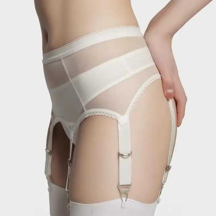 Bretelles réglables taille haute élastique porte-jarretelles avec chaussettes Clips Transparent soyeux toucher noir porte-jarretelles sexe Lingerie porter