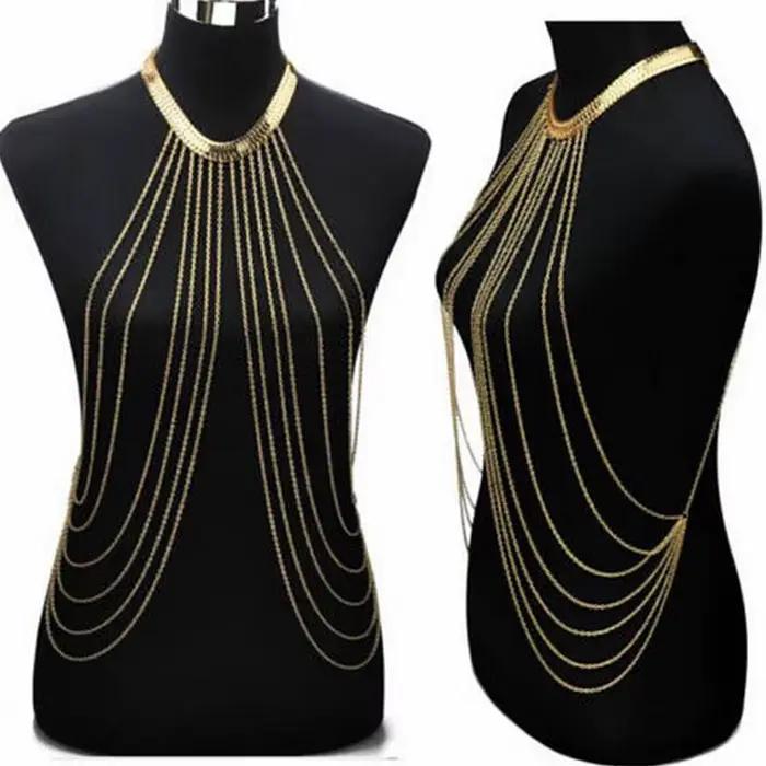 Bijoux de corps Sexy pour femmes, chaîne de poitrine, Bikini, chaîne de taille croisée, costume de plage, mode Simple de luxe