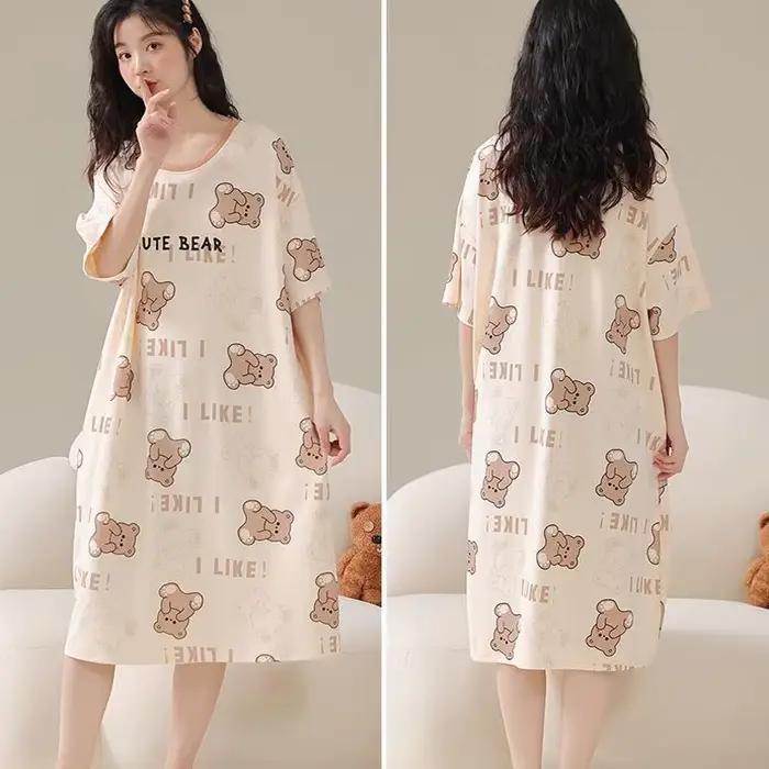 Chemise de nuit pour femmes, Version coréenne, vêtements de maison pour filles, vent doux, dessin animé mignon, Section fine, pyjama ample, Kawaii, mignon, respirant, décontracté