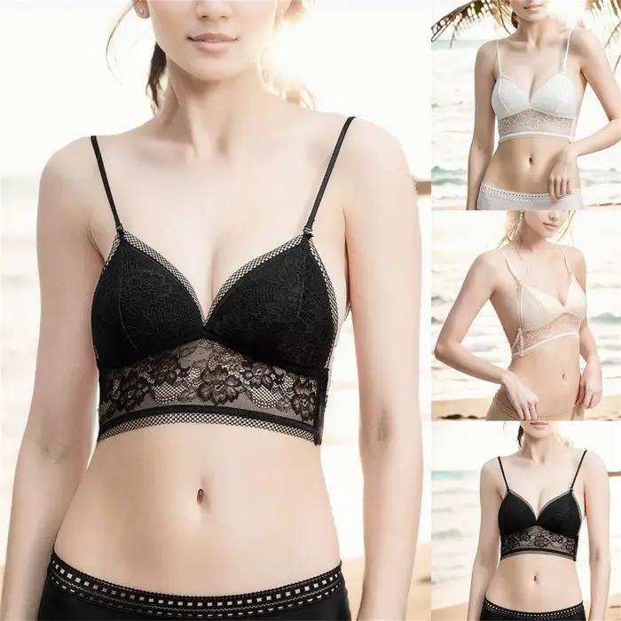 Soutien-gorge en dentelle brillante pour femmes avec décolleté en V profond et conception dos bas élégant pour toutes les occasions spéciales