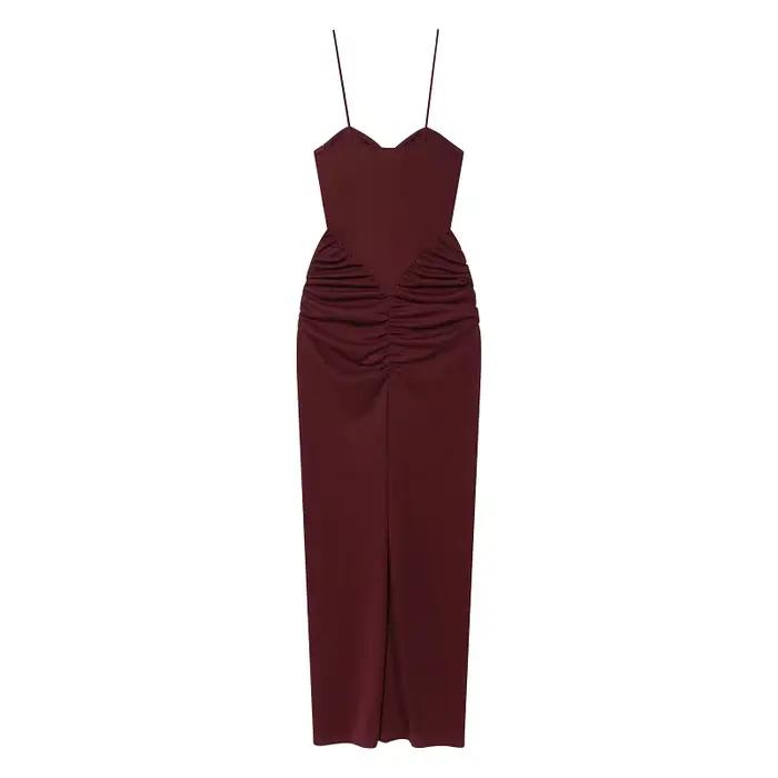 Robes longues drapées style corset pour femme, robe maxi dos nu, robe de soirée plissée sexy pour femme, robes de nuit à bretelles pour femme