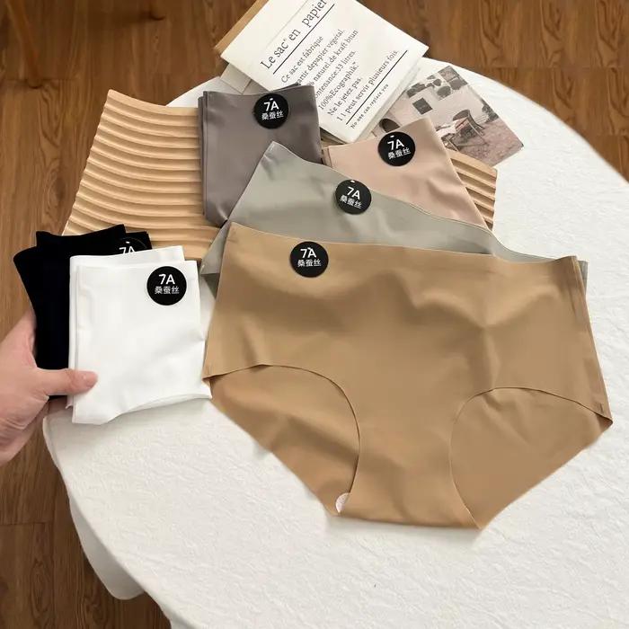 3 pièces/ensemble femmes culottes Slip soie sans couture slips pour femmes sous-vêtements féminins doux mince léger Culotte Culotte Femme caleçons M-XL