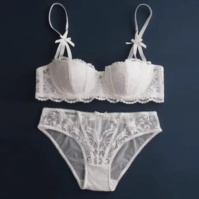 Ensemble de soutien-gorge en dentelle de Noël – Bralette transparente noire et rouge, demi-tasse ultra fine, look Pure Desire, sous-vêtements Tushy, lingerie de fête de Noël