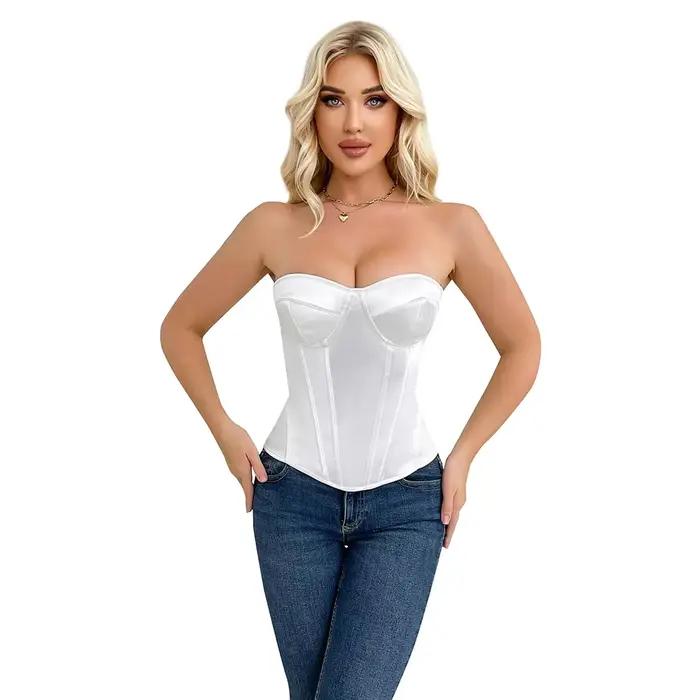 Corset noir pour femmes, bustier victorien à lacets, surbuste, sans manches, gothique, modelant le corps, bonnet rembourré, Streetwear