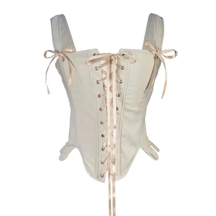 Corset Renaissance Médiévale pour Femme, Bustier Vintage, Crop, Corset à Lacets, Camisole Noire et Blanche