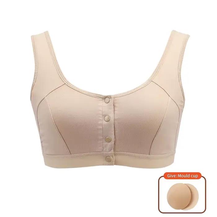 Soutien-gorge de mastectomie avec poches, fermeture frontale, Lingerie en coton grande taille pour femmes post-chirurgicales, insertion en Silicone, 6031