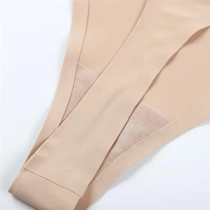 String en soie glacée pour femmes, sous-vêtements sans couture, couleurs acidulées, string taille basse, Lingerie féminine Tanga