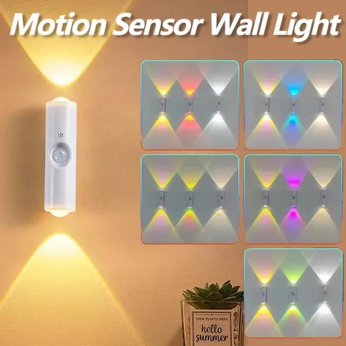 Lampe murale intelligente à dégradé RGB avec capteur de mouvement magnétique rechargeable pour chambre, salle de bain, placard, jardin, décoration intérieure