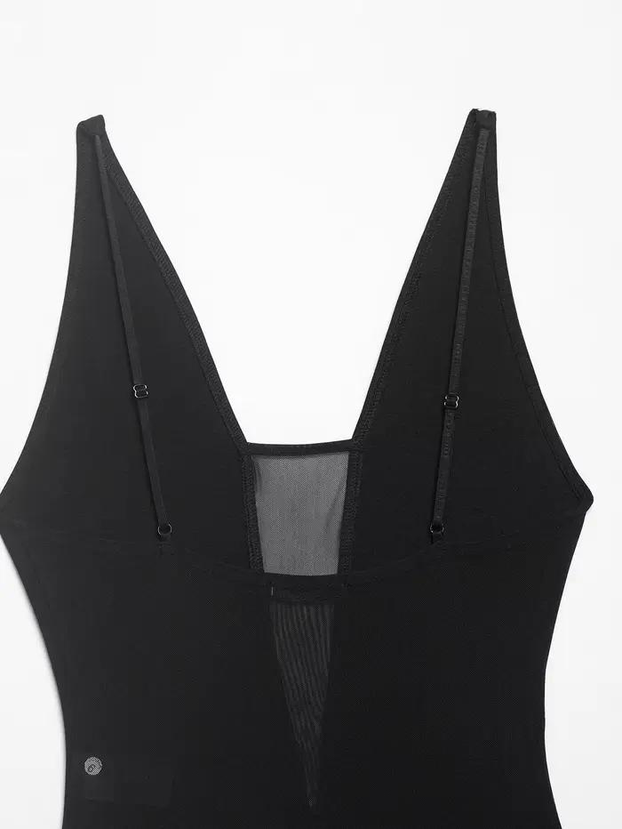 Combinaison noire transparente à col en V BSAY, nouvelle collection été, sexy, ajustée, pour soirée en boîte de nuit, streetwear chic, hauts pour femmes, Mujer