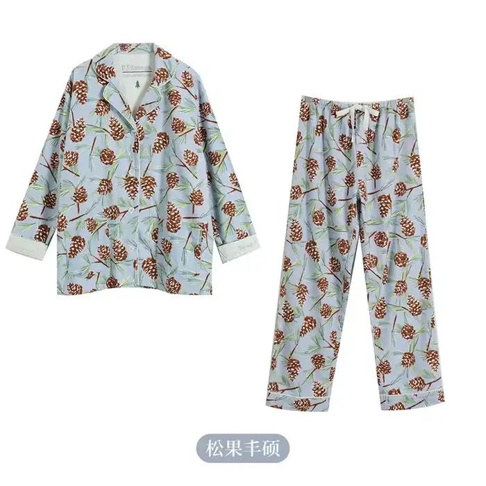 Ensemble de pyjamas en coton imbibé pour femmes, vêtements de nuit College de dessin animé, vêtements de détente à manches longues, vêtements pour la maison, automne, fjSet, nouveau, 2024, 2 pièces