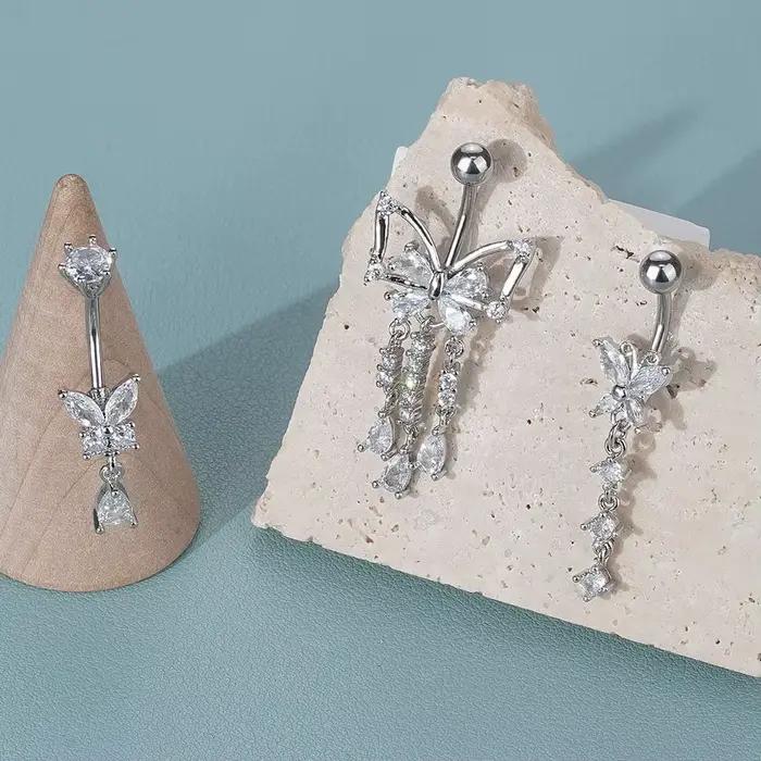 1pc nombril Piercing pour femmes Zircon lune papillon nombril anneau Cartilage nombril boucle d'oreille bijoux Piercing ombligo