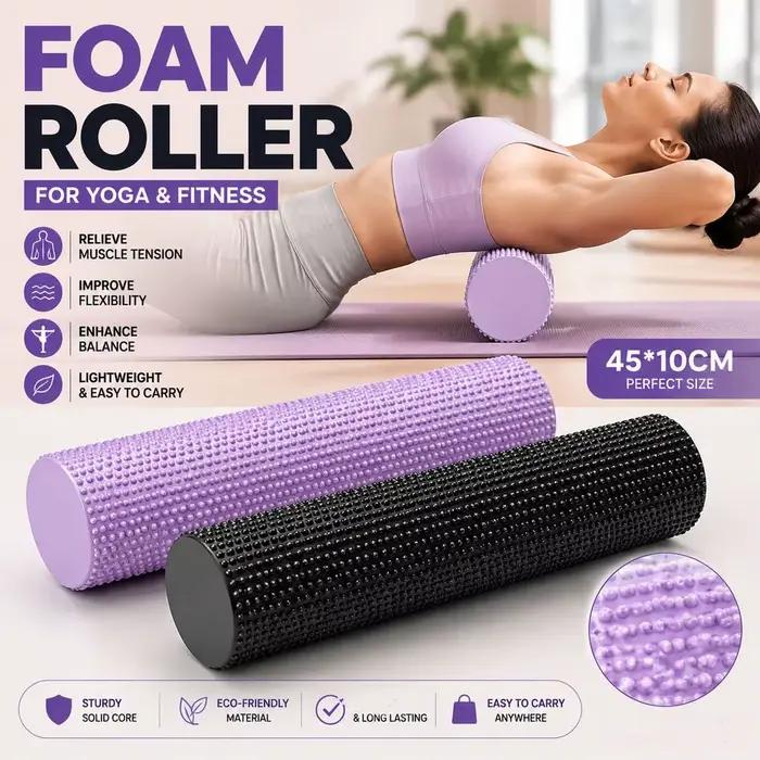 Rouleau de massage en mousse EVA pour le yoga, améliore la circulation corporelle et soulage les tensions musculaires