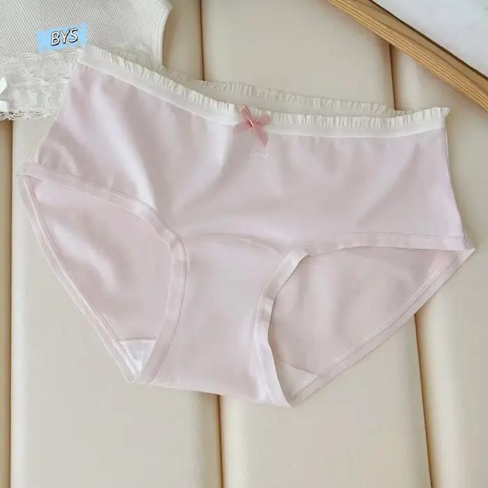 Culottes en coton taille moyenne avec nœud et lettres, sous-vêtements simples pour femmes, confortables, motif floral, cadeaux