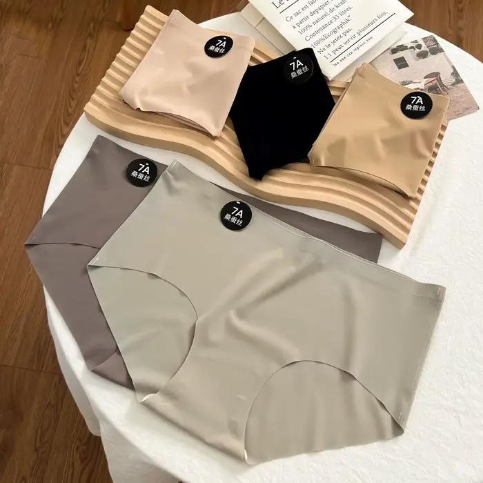 3 pièces/ensemble femmes culottes Slip soie sans couture slips pour femmes sous-vêtements féminins doux mince léger Culotte Culotte Femme caleçons M-XL