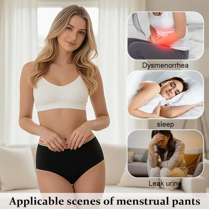 Culottes menstruelles 4 couches pour incontinence légère à modérée, taille haute, en coton doux, lavables, pour femmes