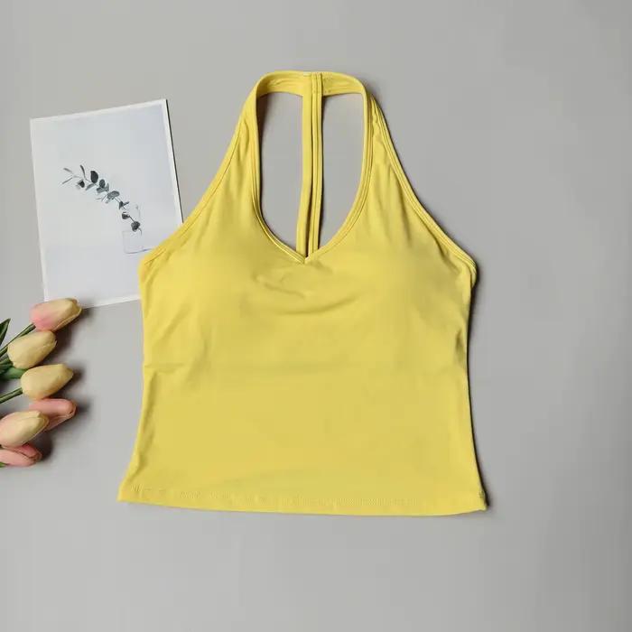 Soutien-gorge de sport pour femmes, col en v, col licou, beau dos, Push-up, gilet de Yoga, haut de gymnastique, vêtements chauds, course à pied, résistant aux chocs, Fitness