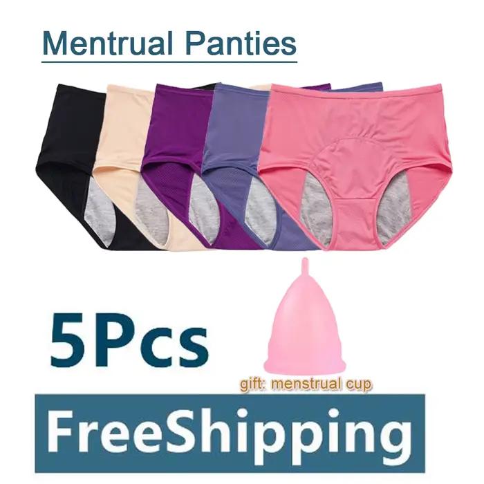 Culottes menstruelles pour femmes, sous-vêtements de période menstruelle grande taille, slips physiologiques imperméables pour filles + cadeau, 2-3-5 pièces