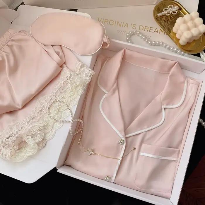Pyjama d'été en soie glacée pour femmes, Simple, Ins, haute valeur, doux, manches courtes, vêtements de maison, nouvelle collection