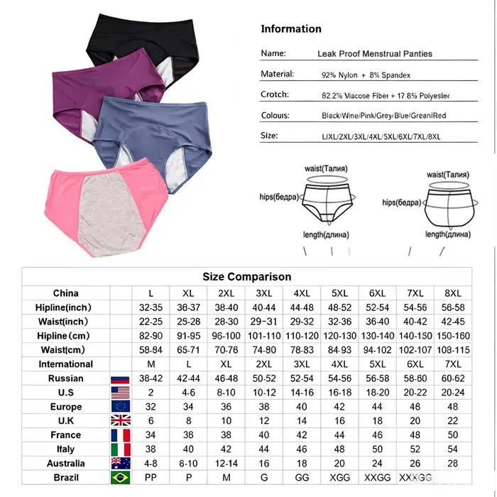 Culottes menstruelles pour femmes, sous-vêtements de période menstruelle grande taille, slips physiologiques imperméables pour filles + cadeau, 2-3-5 pièces
