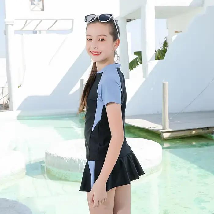 Maillot de bain 2 pièces pour adolescentes de 10 à 16 ans, jupe d'été, vêtements de plage
