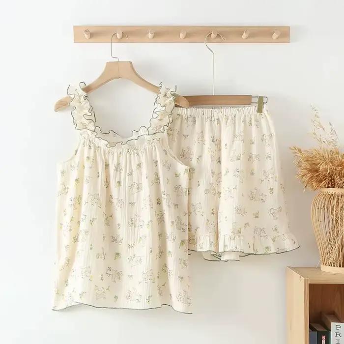 Pyjamas de nuit pour femmes en coton 100%, shorts, tunique courte, design sweet girl, confort hypoallergénique, idéal pour les nuits de repos et les occasions spéciales