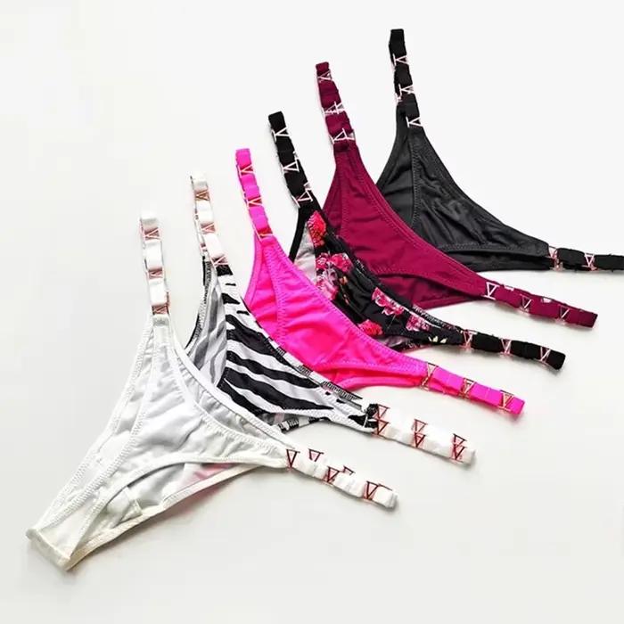 Sexy culotte en forme de V décoration en métal sous-vêtements sport taille basse slips femmes Lingere femme culotte sous-vêtements femmes Lingerie
