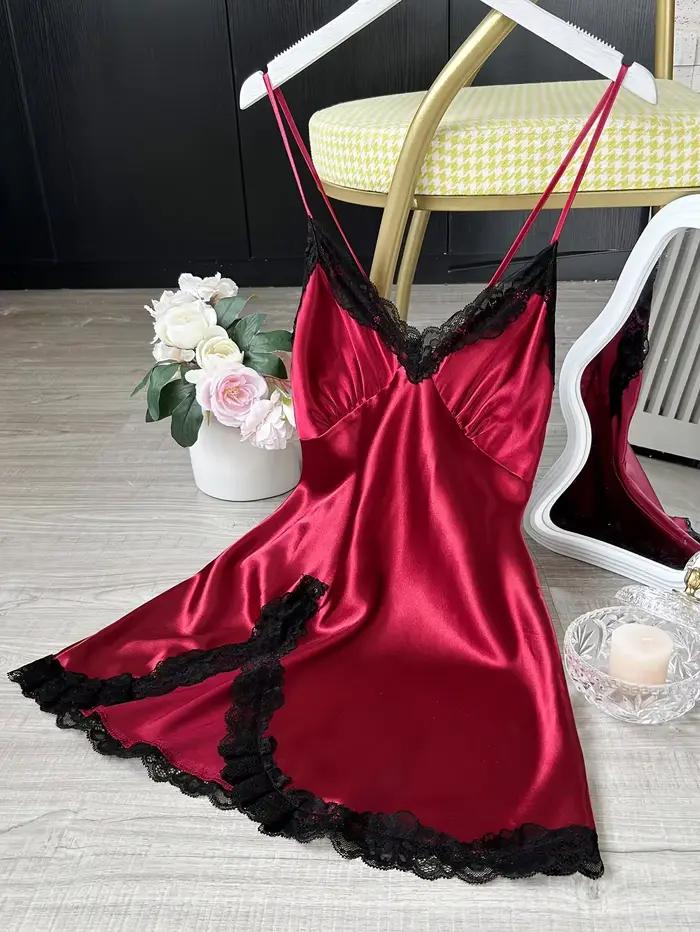 Chemise de nuit sexy en dentelle patchwork, lingerie, robe de mariée en soie, vêtements de nuit pour femmes, nuisette sexy
