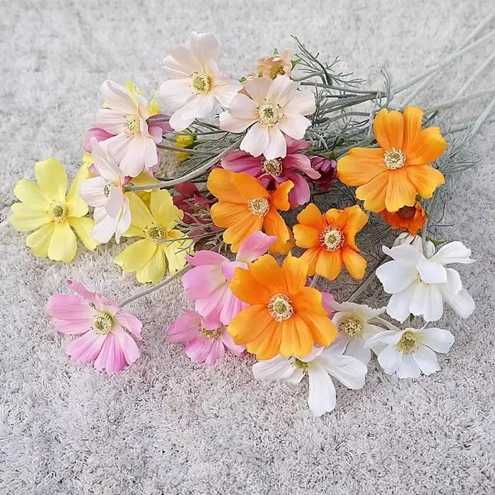 Gesang-Fleurs artificielles pour la décoration intérieure, fleur de cosmos, ornements de salon, 6 têtes