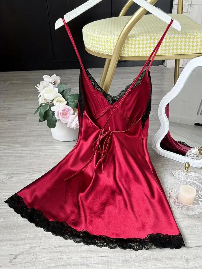 Chemise de nuit sexy en dentelle patchwork, lingerie, robe de mariée en soie, vêtements de nuit pour femmes, nuisette sexy
