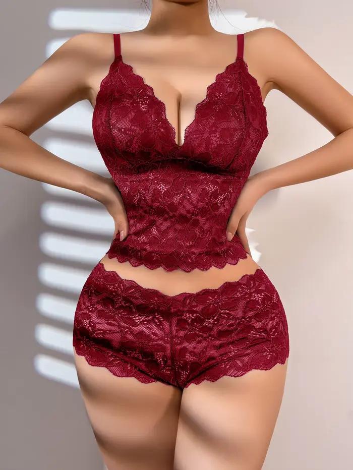 Ensemble de lingerie sexy en dentelle florale transparente pour femme, soutien-gorge sans armatures et sans rembourrage, culotte, sous-vêtements romantiques et confortables, cadeau pour les sorties qu