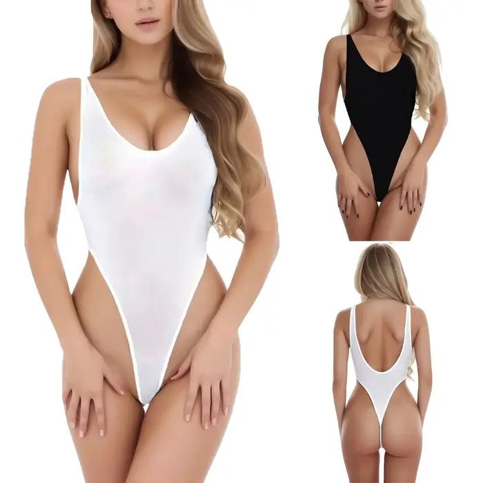 Combinaison pour femmes, mode sexy, dos nu, string, lingerie, vêtements de nuit, femmes, col halterneck transparent, dentelle, babydoll transparent, sous-vêtements