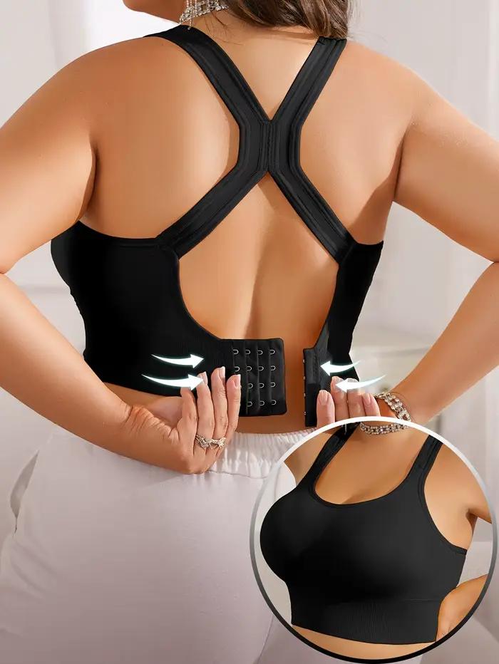 Soutien-gorge de sport pour femmes grandes tailles avec bretelles croisées et rembourrage, push-up, confortable, haute élasticité, respirant, doux pour la peau