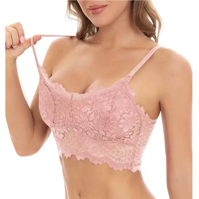 Soutien-gorge Sexy en dentelle florale pour femmes, Bralette rembourrée, Push Up, Lingerie fine, à la mode, sans fil, sous-vêtements Camis