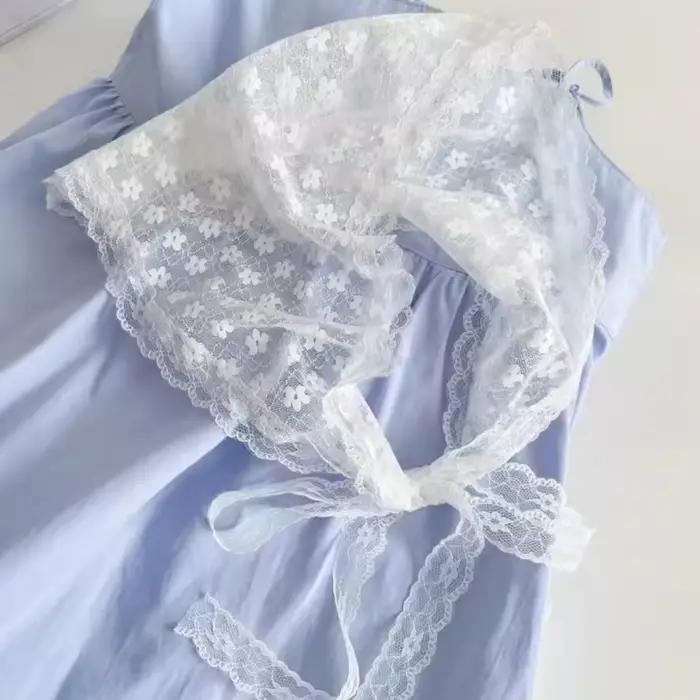 Dentelle fleur tempérament élégant dentelle femme fleur blanc doux triangle écharpe mince ruban respirant style artistique photo de voyage