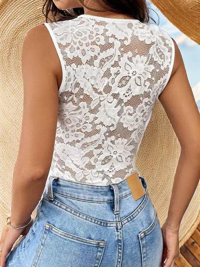 Nouveau Body Femme Blanc en Dentelle 2026, Décolleté Plongeant, Sans Manches, Froncé, Transparent, Décontracté, pour Soirée, Débardeur Femme Y2K, Ropa Para Mujer
