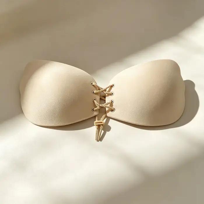 Soutien-gorge adhésif invisible en silicone, demi-double, réglable, respirant, réutilisable, pour un effet liftant et de maintien des seins