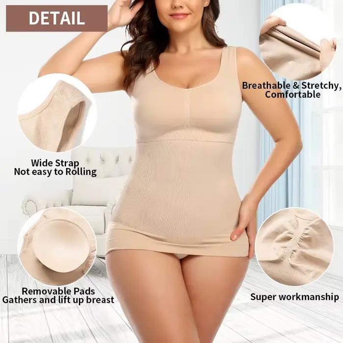 V-Camisole avec soutien-gorge rembourré intégré pour femme, haut précieux à bretelles larges, soutien-gorge performant intégré
