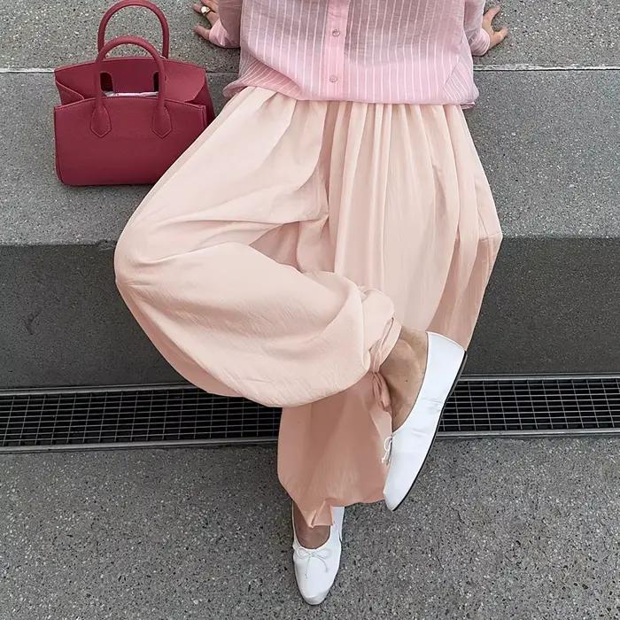 Pantalon Bloomer pour femme, jambes larges, taille nouée, ample, Streetwear, vêtements pour femmes, automne 2025