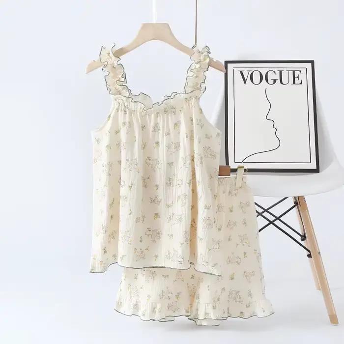 Pyjamas de nuit pour femmes en coton 100%, shorts, tunique courte, design sweet girl, confort hypoallergénique, idéal pour les nuits de repos et les occasions spéciales