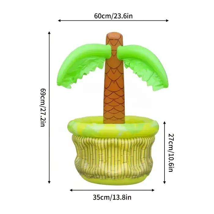 Refroidisseur gonflable de palmier de tigre d'eau, seau de boisson de fête de piscine tropicale en PVC, plateau de nourriture et de boisson de coquin en plein air