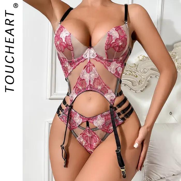 Bilizna-Lingerie sexy en dentelle pour femmes, sous-vêtements, ensemble 2 pièces, soutien-gorge chaud, lingerie