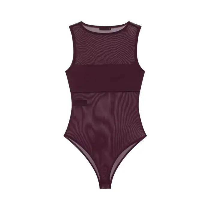 Combinaison en tulle pour femmes, printemps-été, sexy, légère, col rond, sans manches, style plage, combinaison féminine