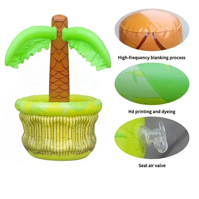 Refroidisseur gonflable de palmier de tigre d'eau, seau de boisson de fête de piscine tropicale en PVC, plateau de nourriture et de boisson de coquin en plein air