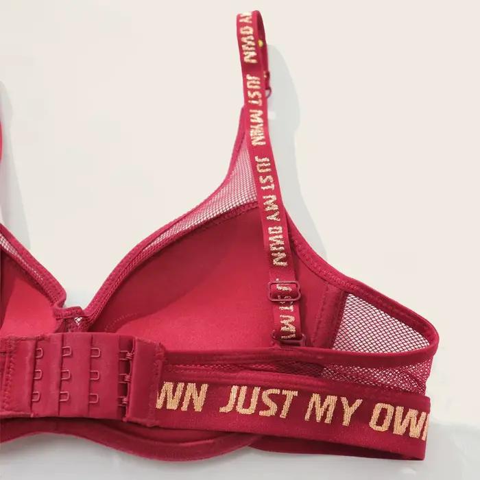 BEAUWEAR – soutien-gorge Push Up avec lettres imprimées pour femme, sous-vêtements en maille métallique, respirant, 75B 80B 85B 90B