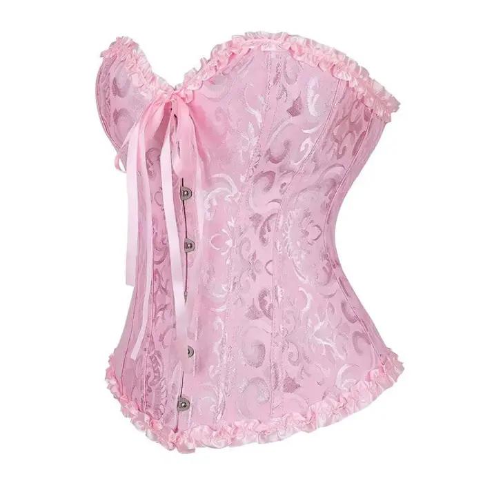Corset victorien vintage pour femme, bustier jacquard avec baleines en acier, gaine amincissante à volants pour la taille, idéal pour les fêtes et le cosplay